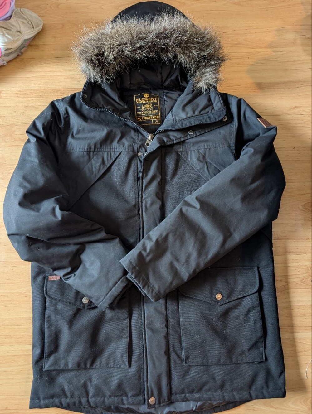 Element Wolfeboro Collection Men's Black Jacket Ski Snowboard Large Fur Hood